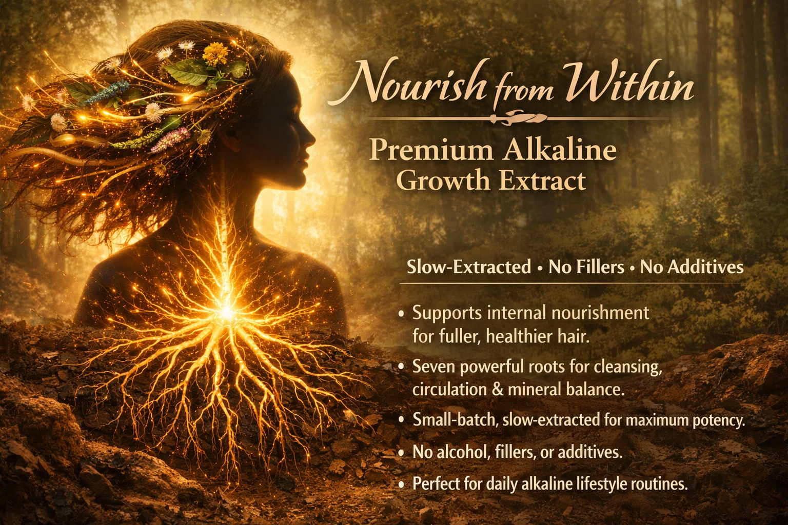 Deep Roots Resurrection Blend — Premium Alkaline Growth Extract (8 oz) Nourish from within for stronger, fuller hair and balanced vitality.